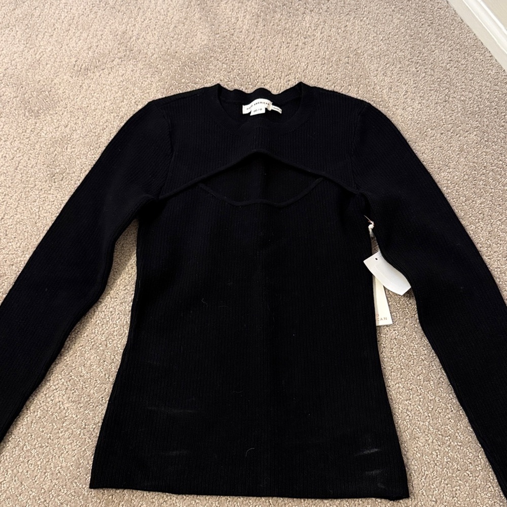 Good American Black Ribbed Knit Top